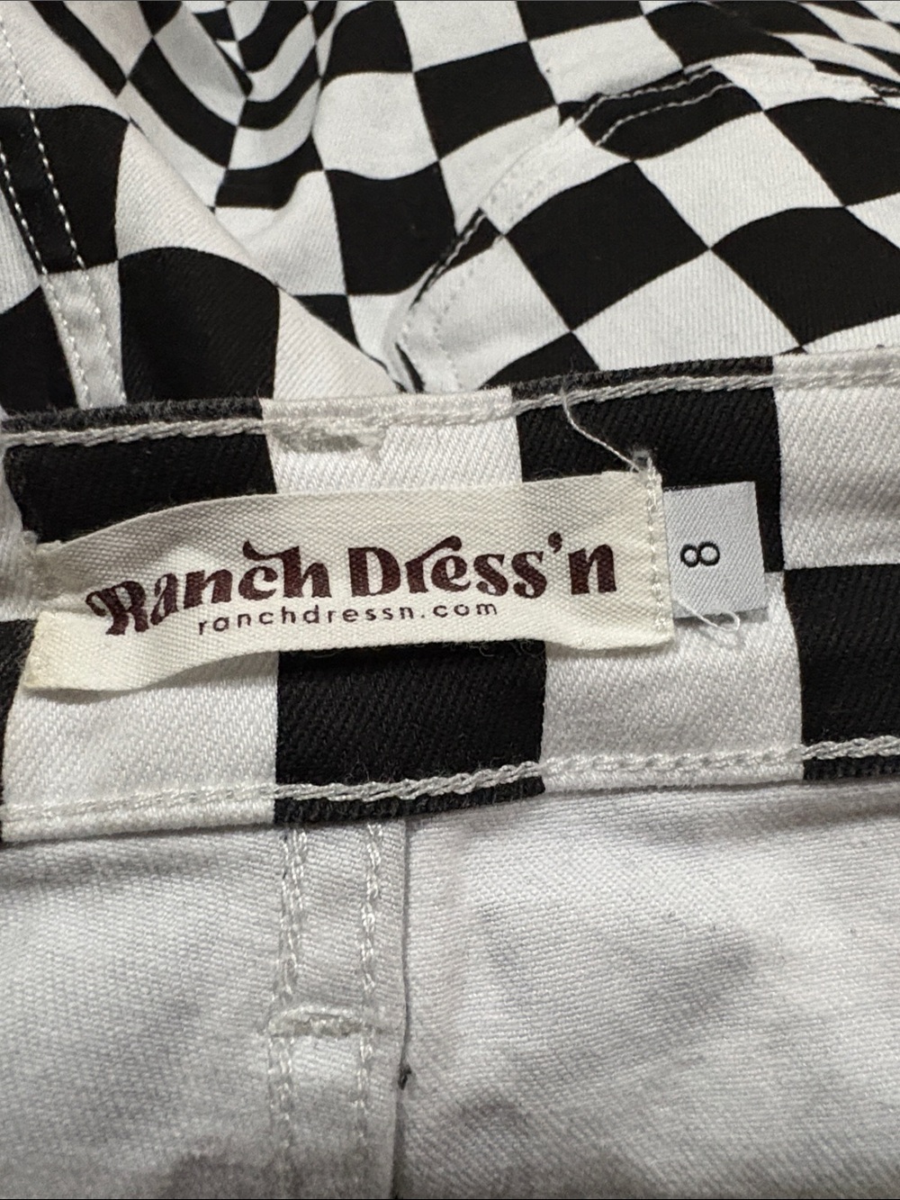 Ranch Dress’N Black & White Finish Line Checkered Flared Pants; Size 8 - Picture 5 of 5